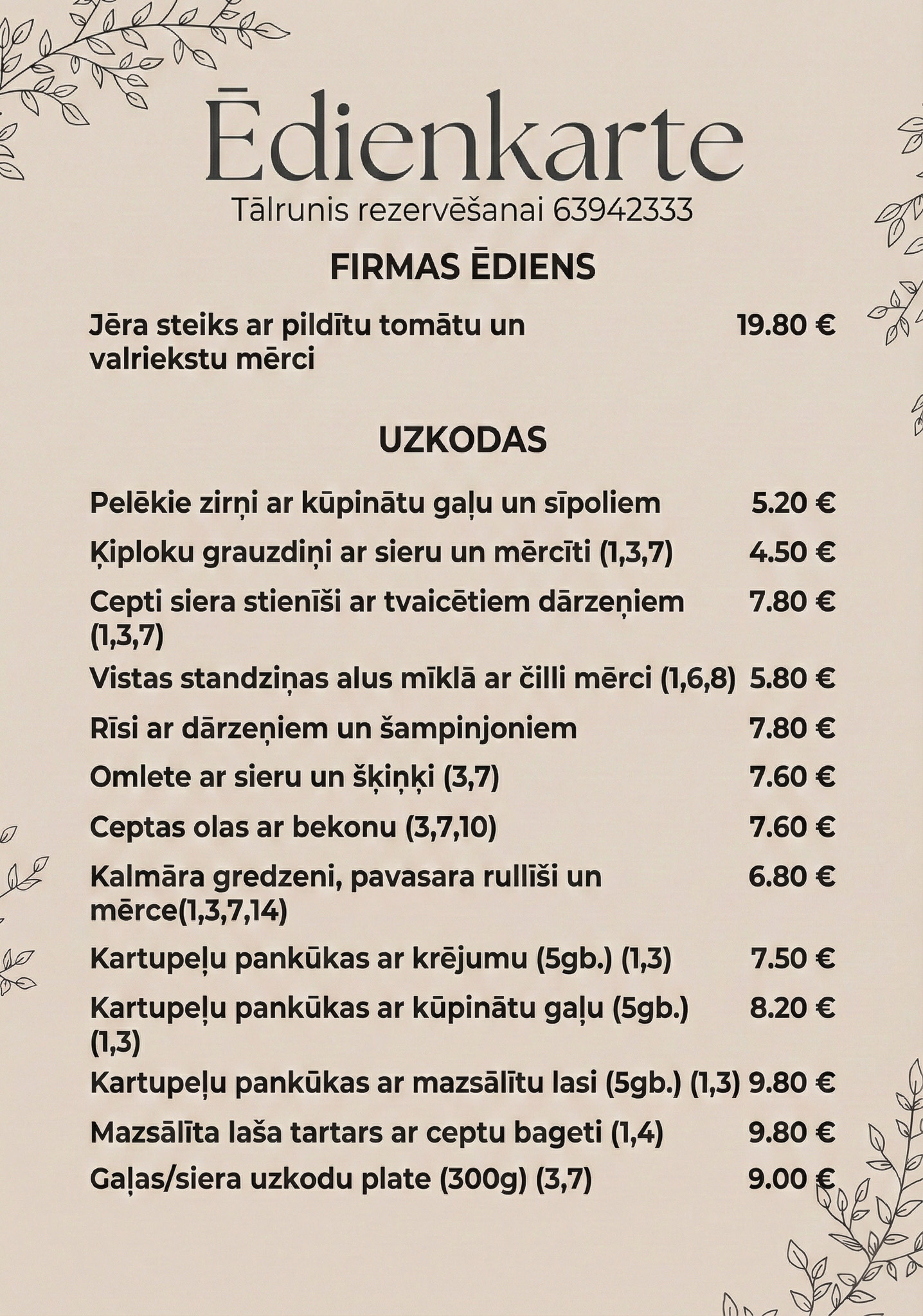 Ēdienkarte 1